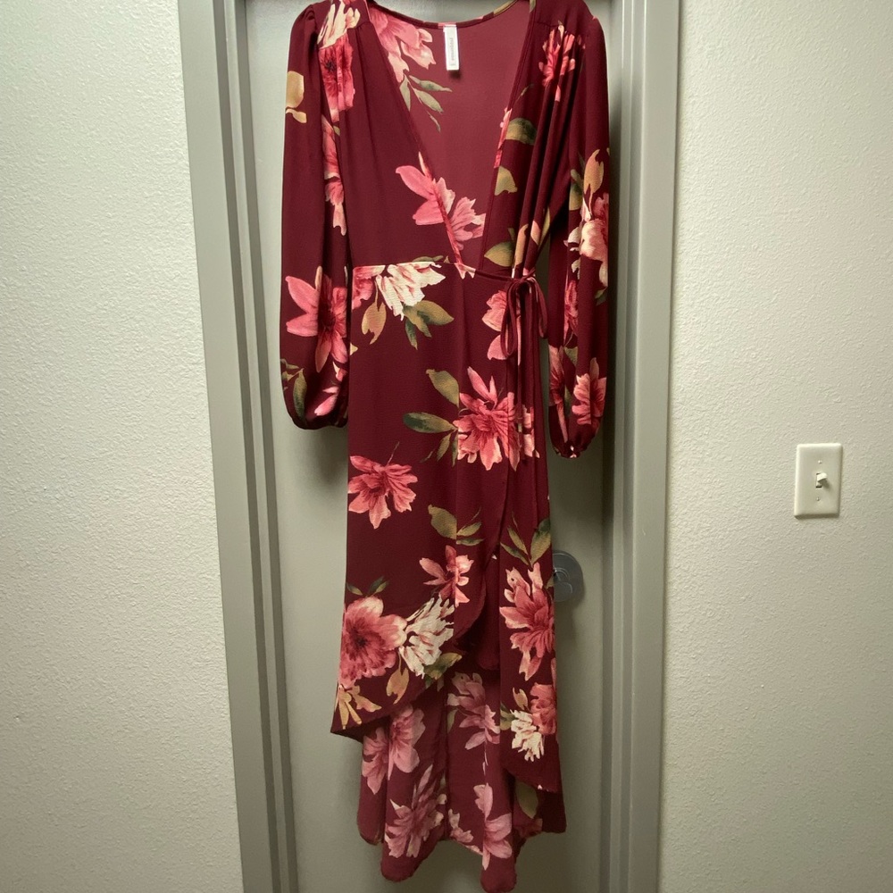 Burgundy High-low dress